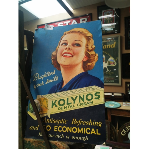 1123 - Kolynos Dental Cream advertising showcard {43 cm H x 28 cm W}.