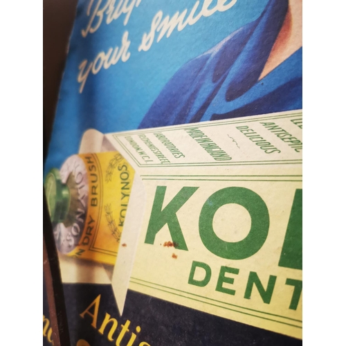 1123 - Kolynos Dental Cream advertising showcard {43 cm H x 28 cm W}.