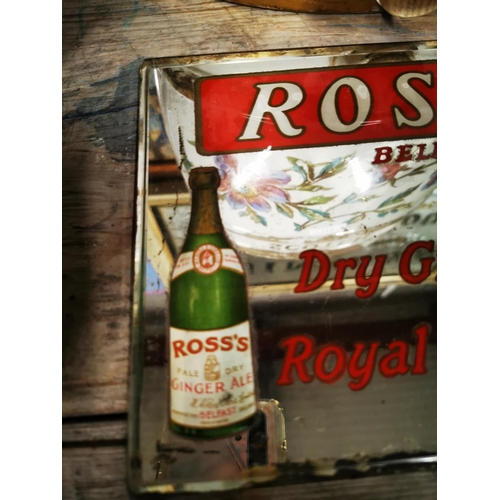 116 - Rare 19th. C. Ross's Belfast Dry Ginger Ale Royal Soda Water advertising mirror. { 19cm H X 25cm W }... 