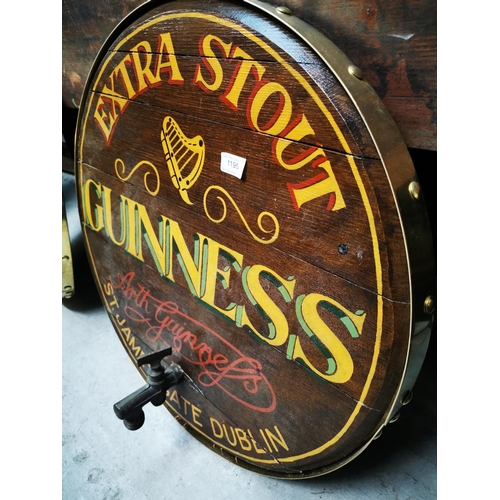 1195 - Guinness Extra Stout St James Gate Dublin wooden and brass advertising barrel end {62 cm Dia.}.