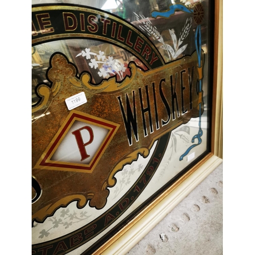 1199 - Powers Whiskey Johns Lane Distillery framed advertising mirror {68 cm H x 106 cm W}.