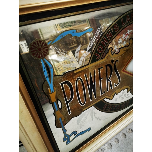 1199 - Powers Whiskey Johns Lane Distillery framed advertising mirror {68 cm H x 106 cm W}.