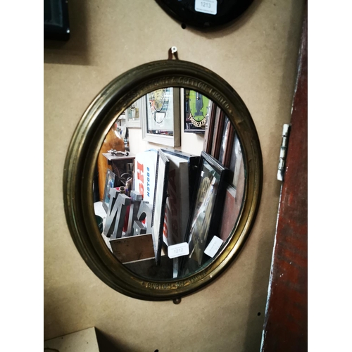 1212 - Bass Ratchliff and Gretton Limited brass framed advertising mirror {44 cm H x 37 cm W}.