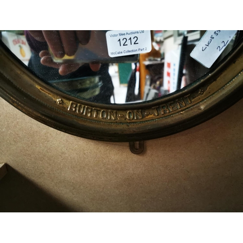 1212 - Bass Ratchliff and Gretton Limited brass framed advertising mirror {44 cm H x 37 cm W}.