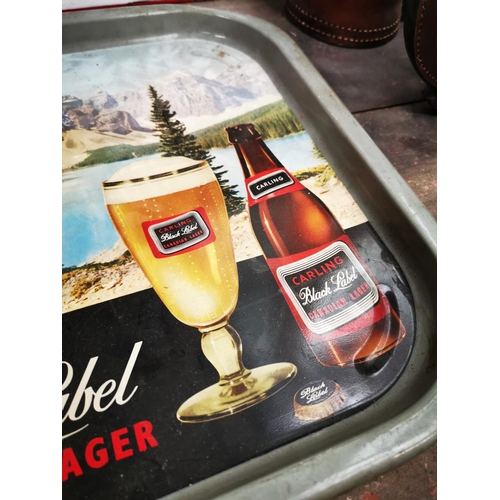 1238 - Vintage Carling Black Label Canadian Lager pictorial tin plate advertising drinks tray {35 cm H x 35... 