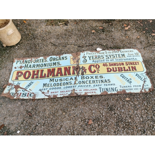 1257 - Polham & Co 40 Dawson Street Dublin Music Shop enamel advertising sign {79 cm H x 294 cm W}.