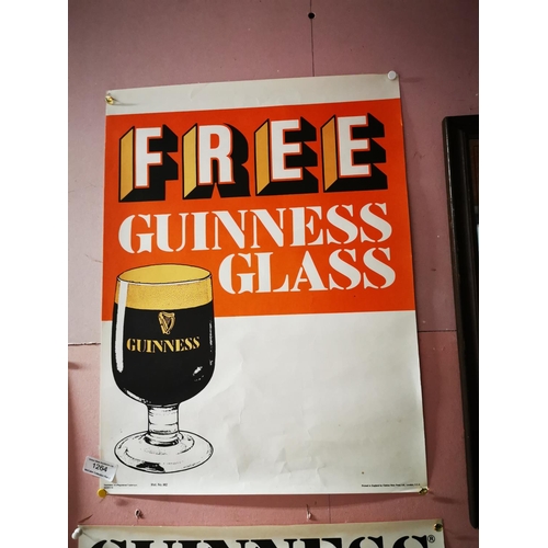 1264 - Two Guinness advertising posters - Free Guinness Glass {51 cm H x 39 cm W} and Cash Your Guinness Co... 