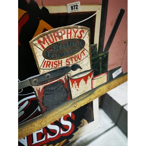 1276 - Murphy's Irish Stout tinplate painter advertising sign {120 cm H x 138 cm W}.