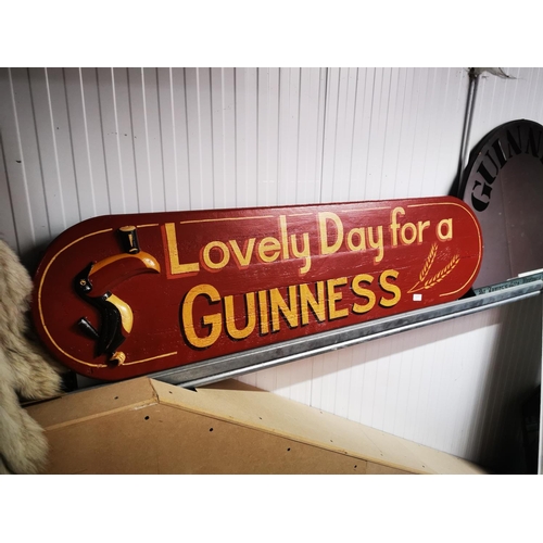 1277 - Lovely Day For A Guinness wooden advertising sign {37 cm H x 145 cm W}.