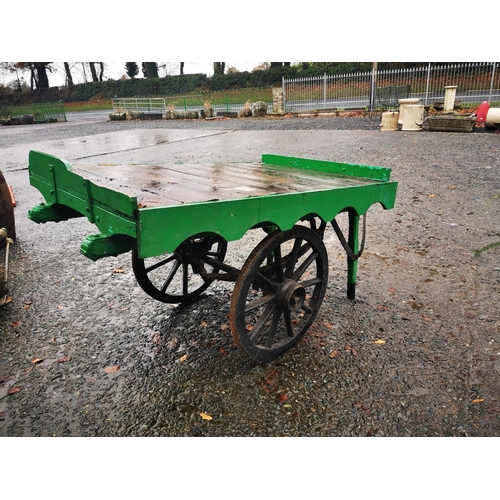 1278 - Early 20th. C. Post Office hand painted hand cart { 106cm H X 214cm L X 106cm D }.