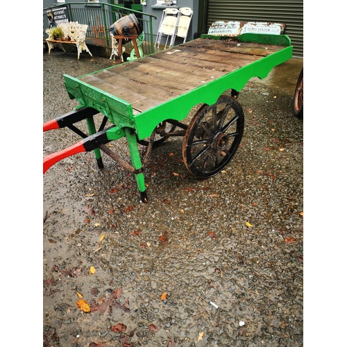 1278 - Early 20th. C. Post Office hand painted hand cart { 106cm H X 214cm L X 106cm D }.