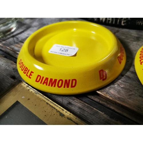 128 - Two Double Diamond advertising tinplate ashtrays .