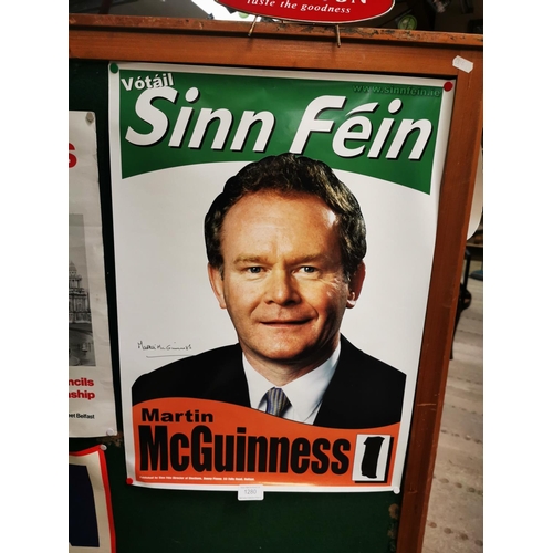 1280 - Sinn Fein Martin McGuinness election poster signed by Martin McGuinness {59 cm H x 42 cm W}.