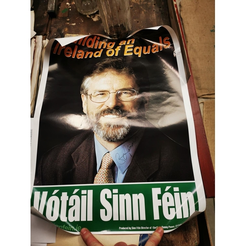 1281 - Building an Ireland of Equals Sinn Fein election poster signed by Gerry Adams {59 cm H x 42 cm W}.