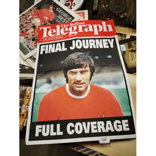 1282 - Belfast Telegraph - The Final Journey poster of George Best {64 cm H x 42 cm W}.