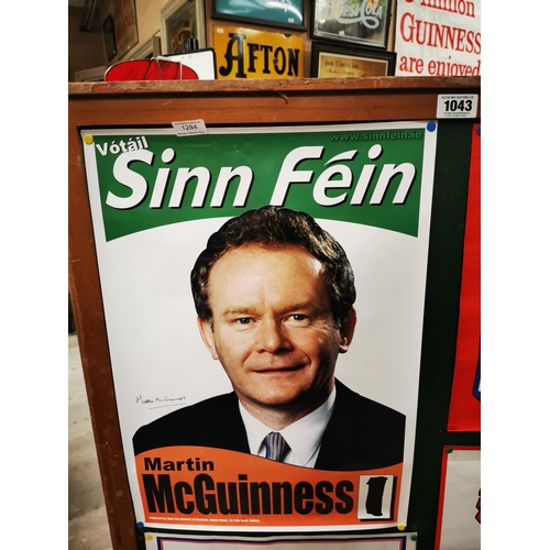 1284 - Sinn Fein Martin McGuinness election poster signed by Martin McGuinness {59 cm H x 42 cm W}.