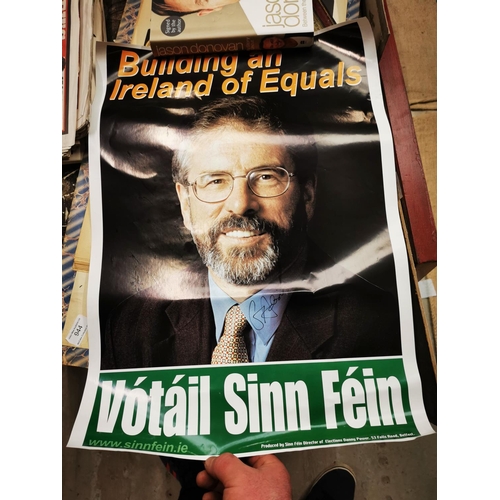 1285 - Building an Ireland of Equals Sinn Fein election poster signed by Gerry Adams {59 cm H x 42 cm W}.