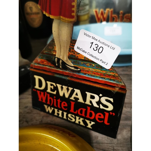 130 - Dewar's Whisky tinplate advertising figure of a butler. { 25cm H X 11cm W }.