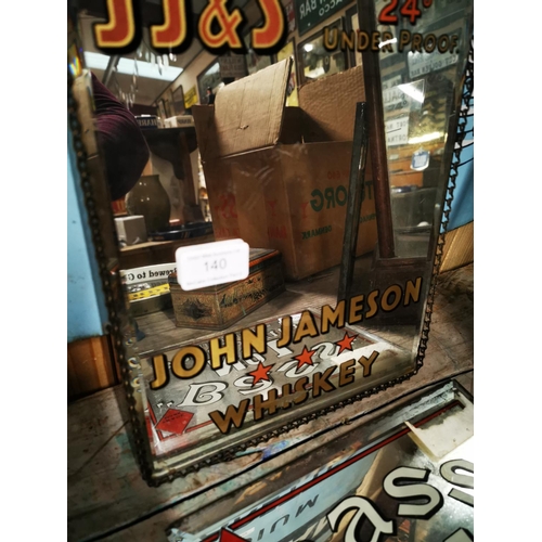 140 - John Jameson & Son Whiskey advertising mirror. { 31cm H X 24cm W }.