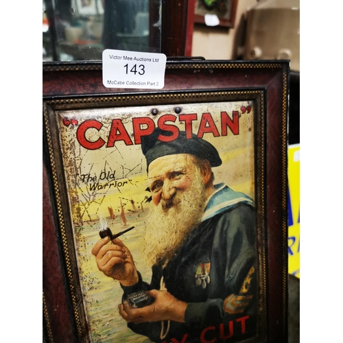 143 - Captan's Navy Cut Tobacco and Cigarettes tinplate advertising sign. { 25cm H X  19cm W }.