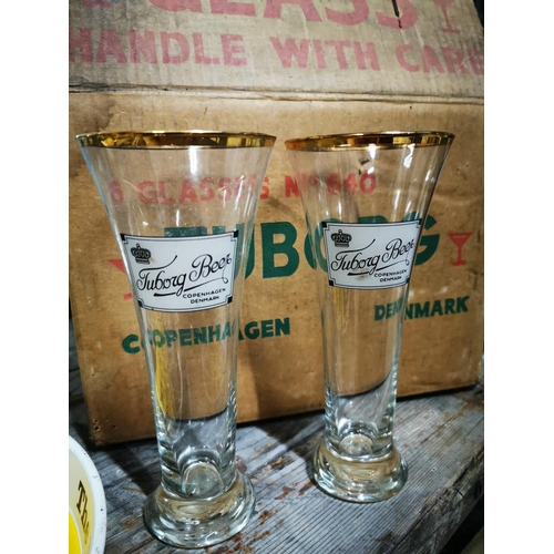 144 - Set of six 1960's Tuborg Lager glasses in original box.