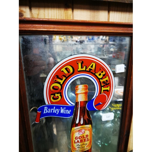 145 - Old Gold Label Barley Wine advertising mirror. { 49cm H X 33cm W }.