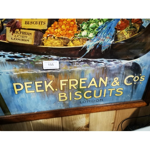 155 - Peek Freans & Co Biscuits framed advertising  showcard.  {44 cmH X 59cmW }.