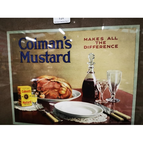 157 - Colman's Mustard Makes All The Difference  framed advertisement { 38cmH X  43cm W  }.