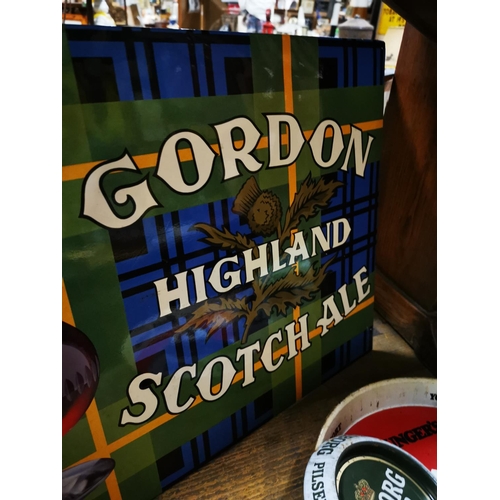 174 - Gordon Highland Scotch Ale advertising showcard. { 38cm H X 50cm W }