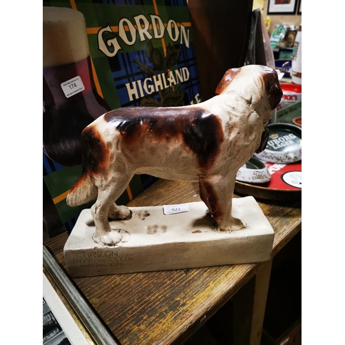 175 - Hennessy Cognac Ruberoid advertising dog.  { 25cm H X 27cm L X 5cm D }.