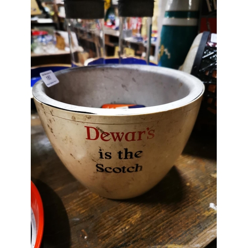 180 - 1960's Dewar's Scotch Whiskey ice bucket { 16cm H X 23cm Dia. }.