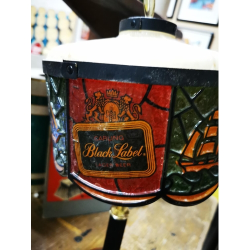 181 - 1990's Black Label Lager advertising lamp with original shade { 43cm H }.