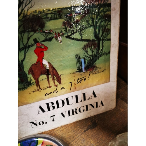 199 - 1950's Abdullah No.7 Virginia Tobacco tin plate advertising sign {29 cm H x 21 cm W}.