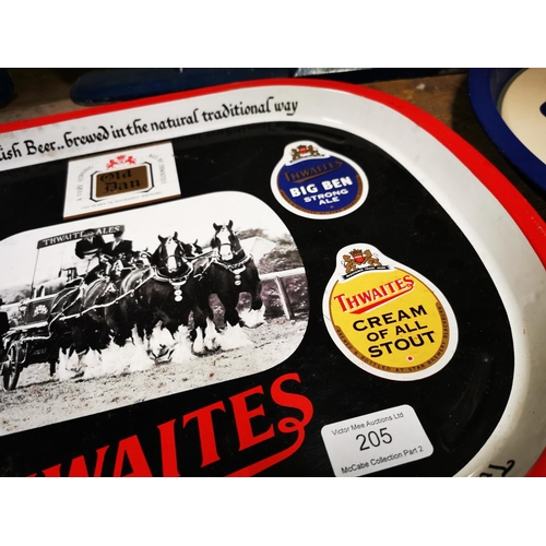 205 - Thwaites tinplate drink's tray { 32cm L X 42cm W }