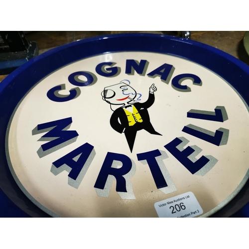 206 - Rare Cognac Martell tinplate drink's tray { 36cm Dia. }.