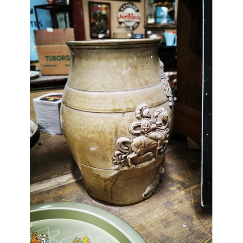 210 - 19th C. stoneware Port barrel. { 28cm H X 20cm W }