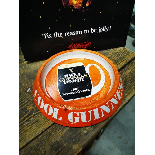 211 - Guinness This Is The Reason To Be Jolly advertising showcard { 39cm H X 29cm W } and Guinness tinpla... 