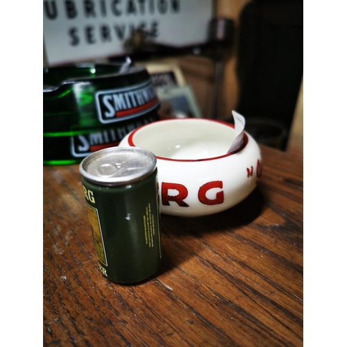 214 - Tuborg ceramic ashtray and miniature Tuborg  can.