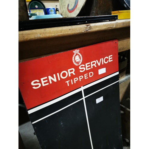 265 - Senior Service Tipped tin plate scoreboard. { 67cmH X  40cm W }.