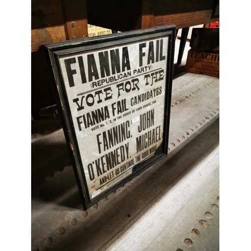 267 - Fianna Fail election poster. { 62cm H X 50cm W }.