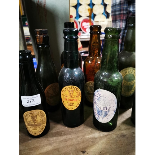 272 - Nine early 20th. C. Guinness bottles with original labels - Katherine Boylan Lurganboy, Patrick Mc T... 