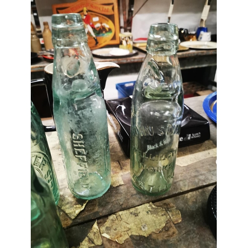 286 - Five 19th. C. Codd bottles.