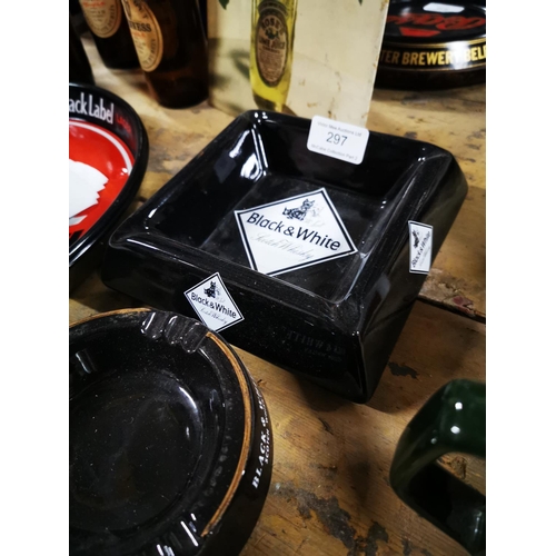 297 - Two Black and White Scotch Whiskey ceramic ashtrays