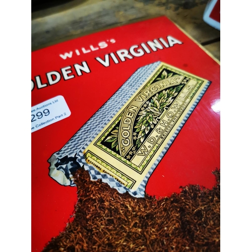 299 - Will's Gold Virginia Tobacco 10d Per oz. advertising showcard.  { 26cm H X 17cm W }.