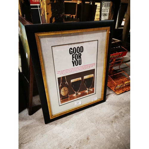 302 - Guinness Is Good For You framed advertisement  { 48cm H X 39cm W }.