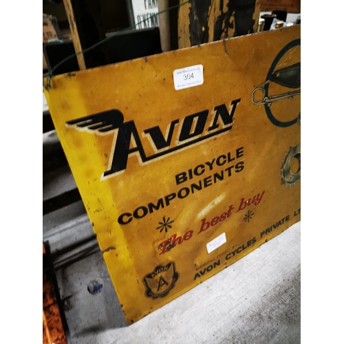 304 - Avon Bicycle Components tinplate advertising sign. { 37cm H X 51cm W }.