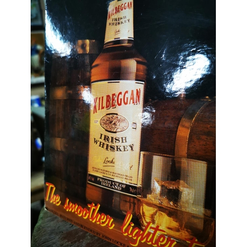 320 - Kilbeggan Irish Whiskey advertising showcard  { 30cm H X 21cm W }.