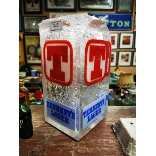 325 - Tennent's Lager counter light { 25cm cm H X 13cm W }.