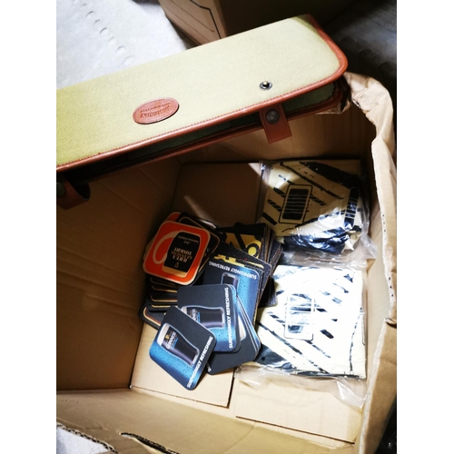 331 - Collection of Guinness inflatable advertising guitars and box of miscellaneous beer mats