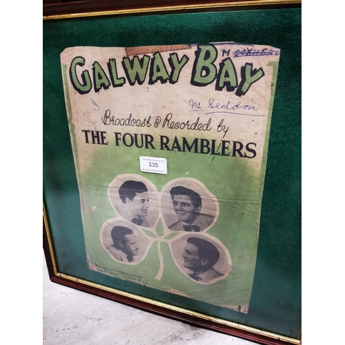 335 - Galway Bay  - Broadcasts Recorded By The Four Ramblers framed poster. { 43cm Sq. }.